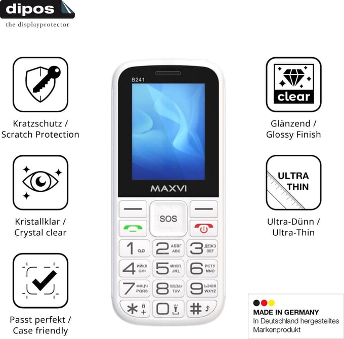 dipos – 4x Beschermfolie geschikt voor Maxvi B241 | Krasbestendige & heldere Screenprotector Ultra-Thin