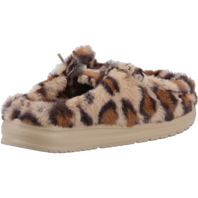 HEYDUDE - Wendy Slipper Leo Fur Dames Pantoffels Tan/Multi - Maat 37