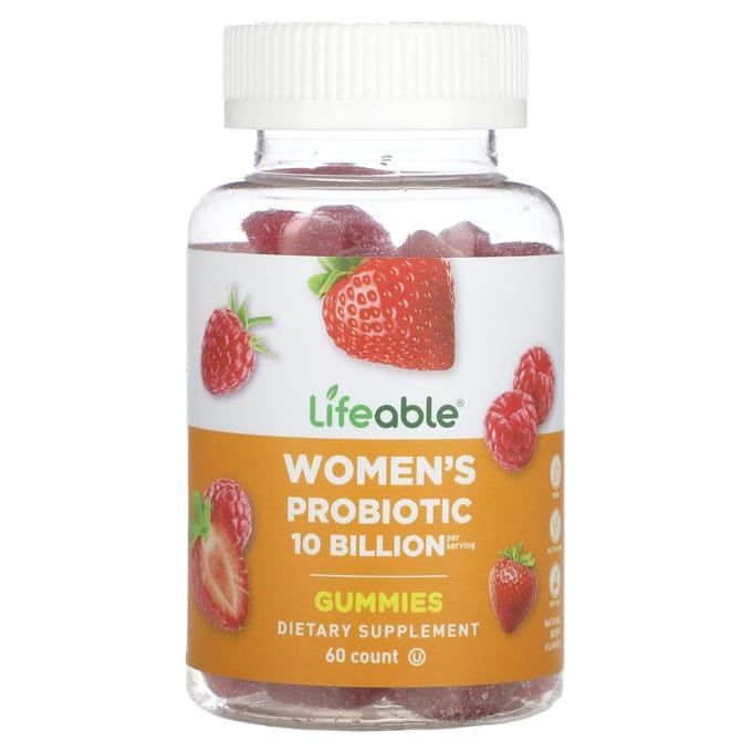 Probiotische Gummies voor Vrouwen, Bessen, 10 Miljard, 60 Gummies (5 miljard KVE per gummy)