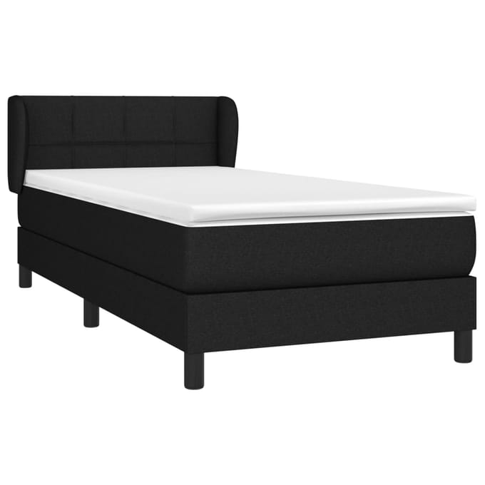 vidaXL - Boxspring - met - matras - stof - zwart - 80x200 - cm