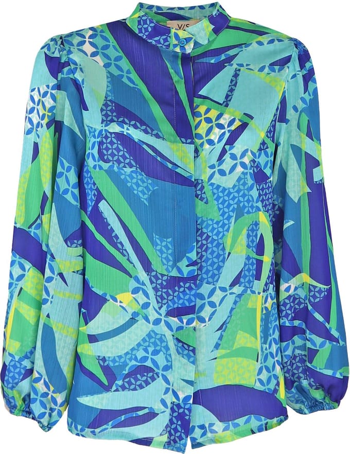 Verysimple • blauw groene blouse • maat 34 (IT40)