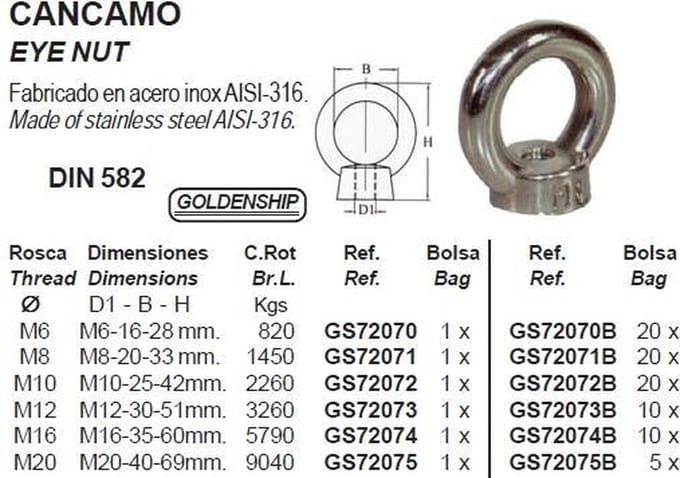 Goldenship Oogmoer Din 20 Eenheden Goud 10 mm