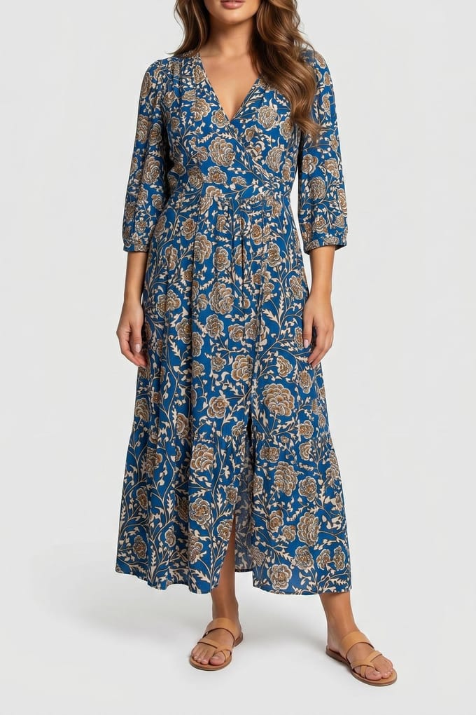 BA&SH Robe Pixana Bleu Größe: XS | Maxikleider Outlet | Damen