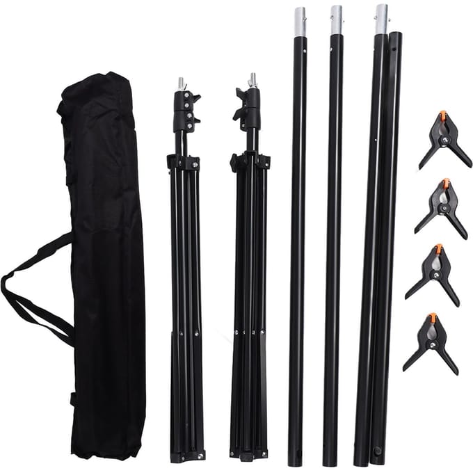 Verstelbare Fotobackdrop Stand Fotografie Achtergrond Ondersteuningssysteem Kit met Draagtas Clips black