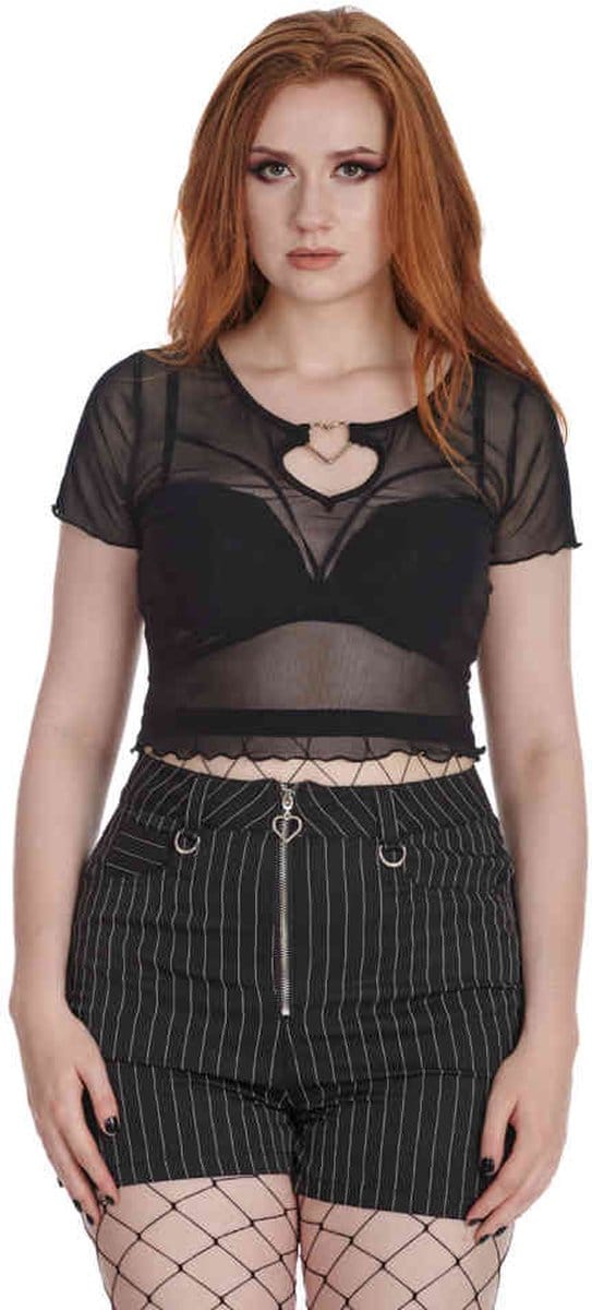 Banned - Moody Melodymesh Crop top - M - Zwart