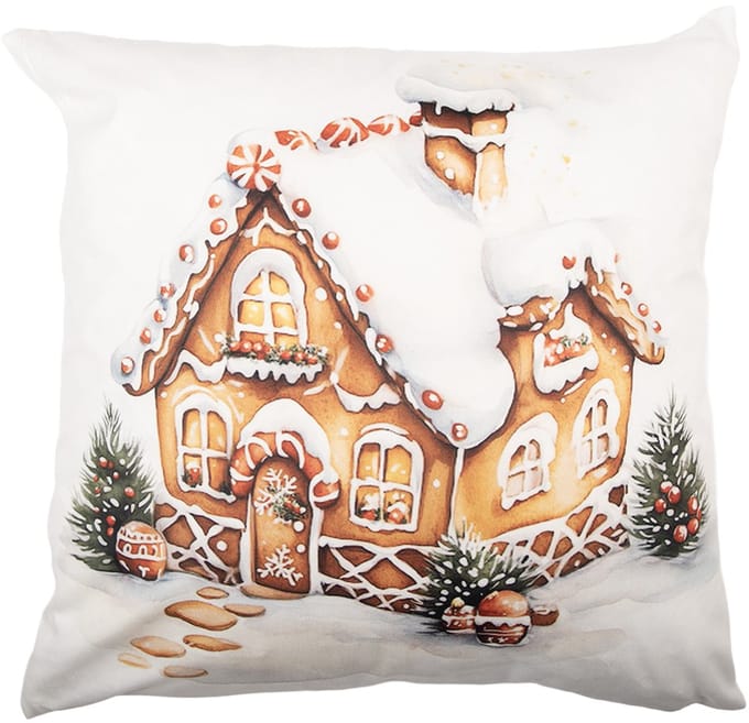 Clayre & Eef Kussenhoes 45x45 cm Wit Polyester Kerst