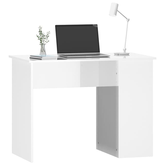 vidaXL - Bureau - 100x55x75 - cm - bewerkt - hout - hoogglans - wit