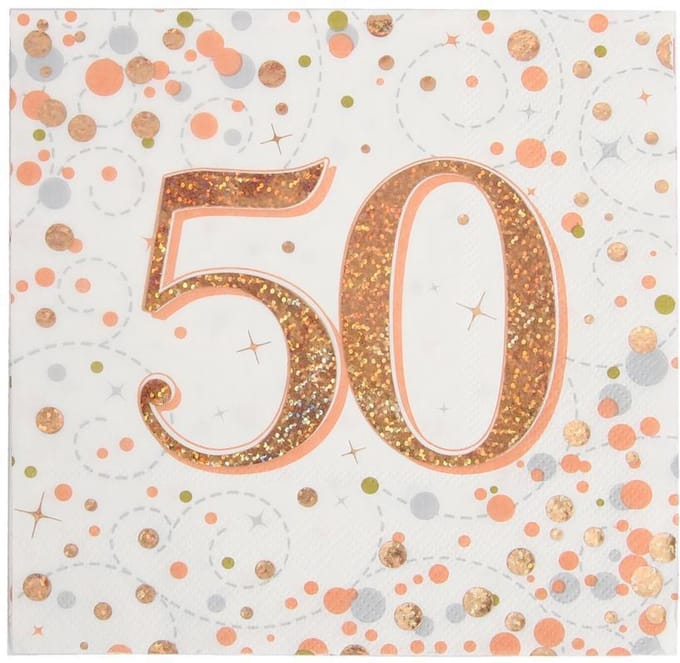 Oaktree - Servetten - 50 jaar Rose Gold (16 stuks)