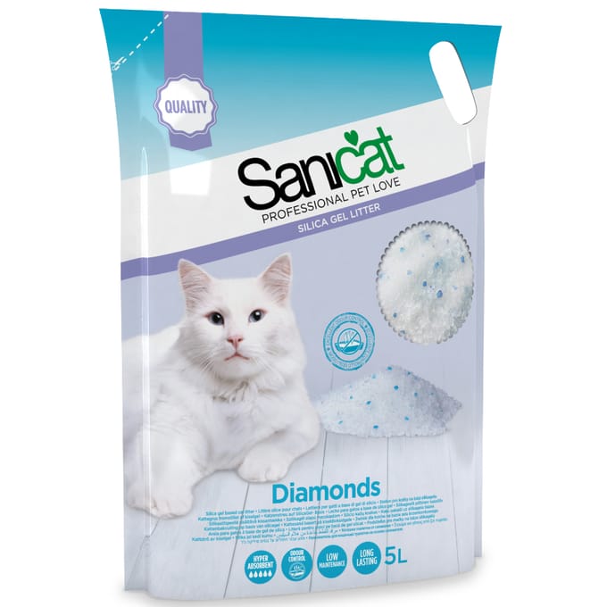 3x 5L Diamonds Sanicat Kattenbakvulling Silicagel