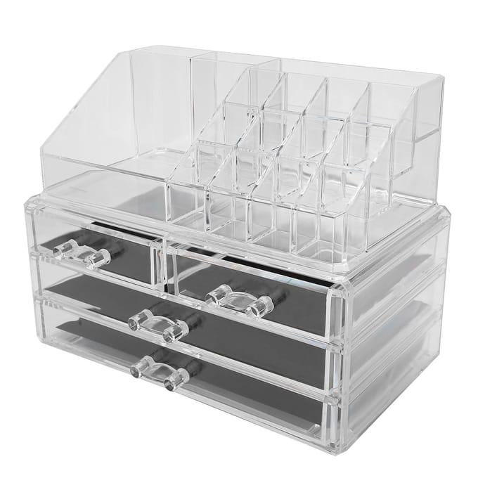Make-up Organizer Cosmetica Opbergdisplay Sieraden Haarspeld Houder PC Doos met 3 Lades gray