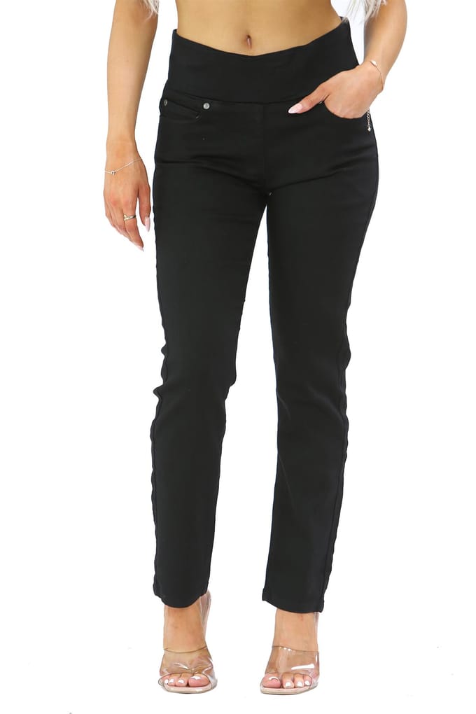 Damesjeans met elastische taille voor buikcontrole in zwart