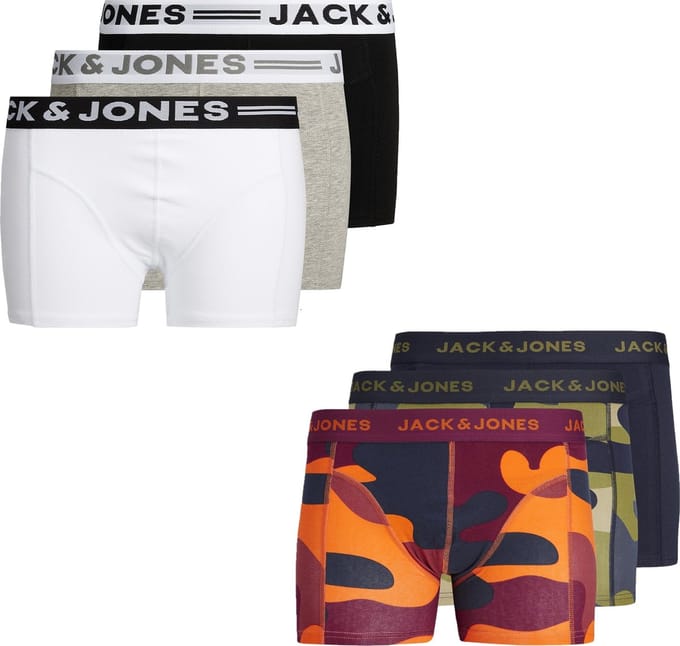 Jack & Jones jongens - 6 boxers - Camouflage & sense - maat 140