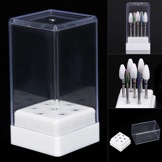 7 Gaten Nagelboorkoppen Bits Houder Organizer Doos Container voor Nagel Slijpkoppen Display white