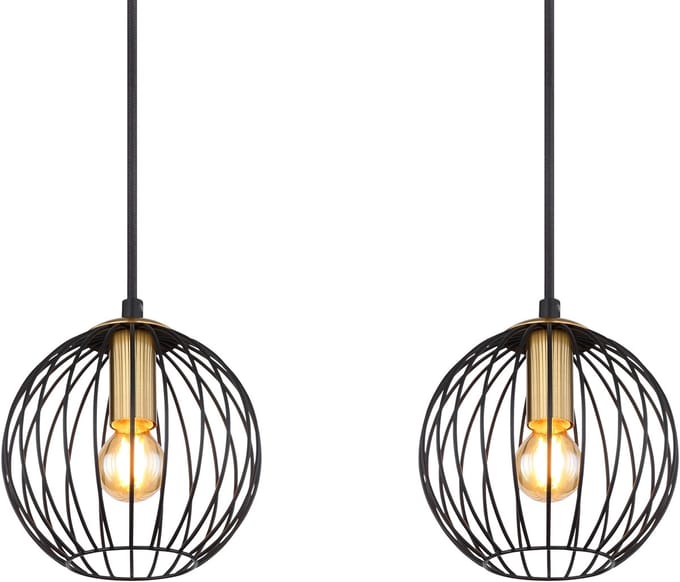 Globo - hanglamp - Eusebius - zwart - metaal - grote eettafellamp - E14 - 15589-4H