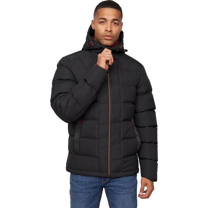 Crosshatch Heren Kampnew jas met reliëf (Zwart)