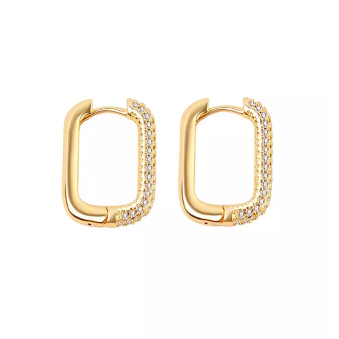 Ovale Zirkonia Oorringen | Goudkleurig Middel | 13 x 17 mm