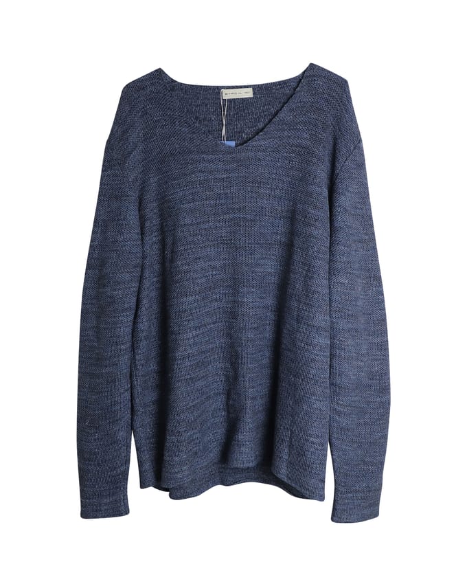 Etro V-hals gebreide trui van blauw katoenlinnen