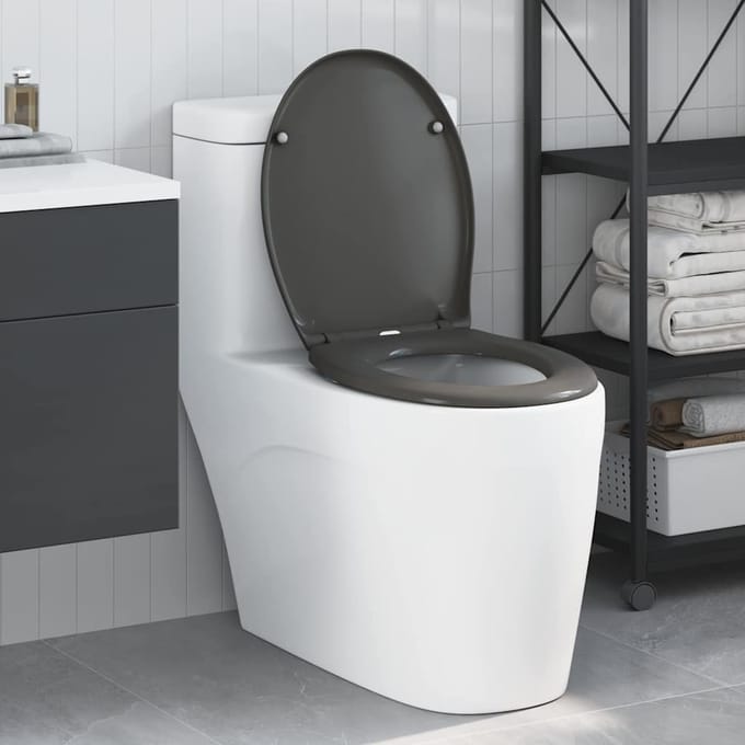 vidaXL - Toiletbril - Antraciet - 47 - x - 37 - x - 4 - cm - Duroplast