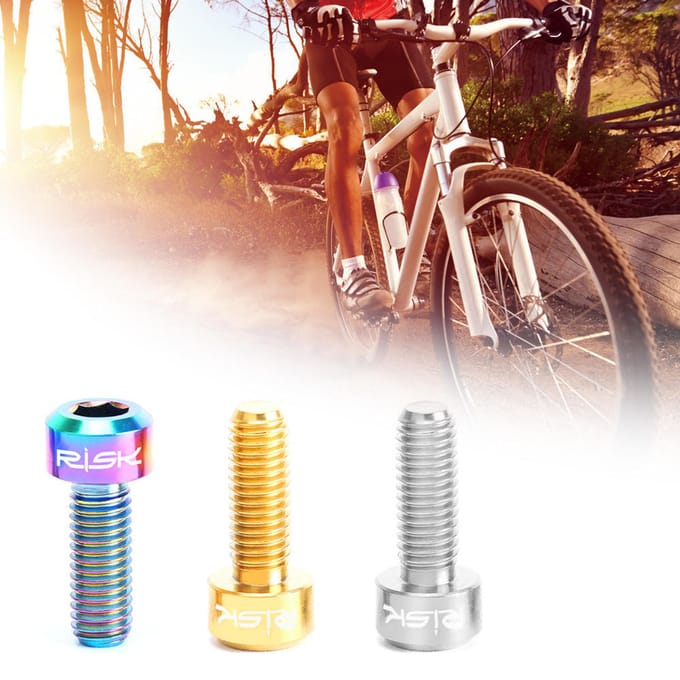 RISK 2PCS Titanium Bouten voor Fiets Duimversteller Vaste Schroeven Hexagon Ti Bevestiging MTB Fietsonderdelen veelkleurig