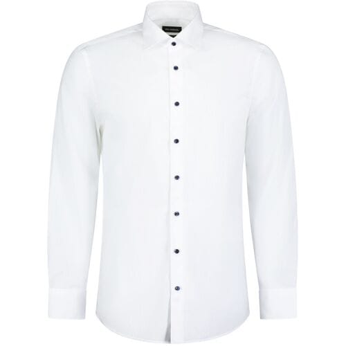 Roy Robson Overhemd Solid Color Cotton Contrast Buttons Wit / male