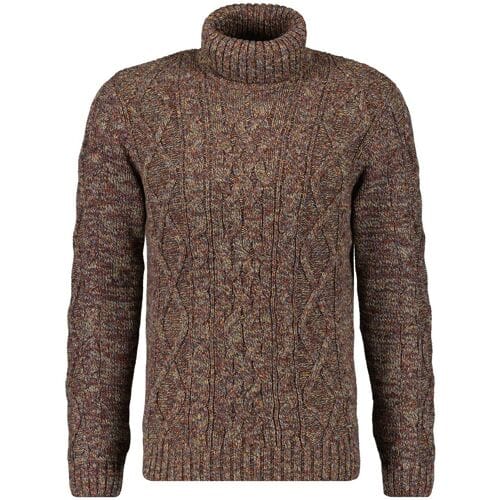 Ragman Trui Col Cable Design Pullover Bordeaux-Bruin / male