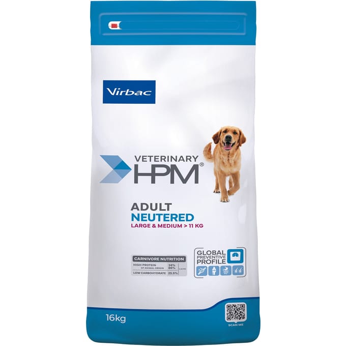 Virbac Veterinary HPM Volwassen hond Gecastreerd Large & Medium - 16 kg