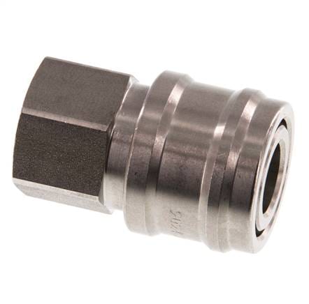 RVS DN 7.2 (Euro) Luchtkoppeling Snelkoppeling G 1/4 inch Binnendraad Double Shut-Off - CLS7-F-S-SV-014