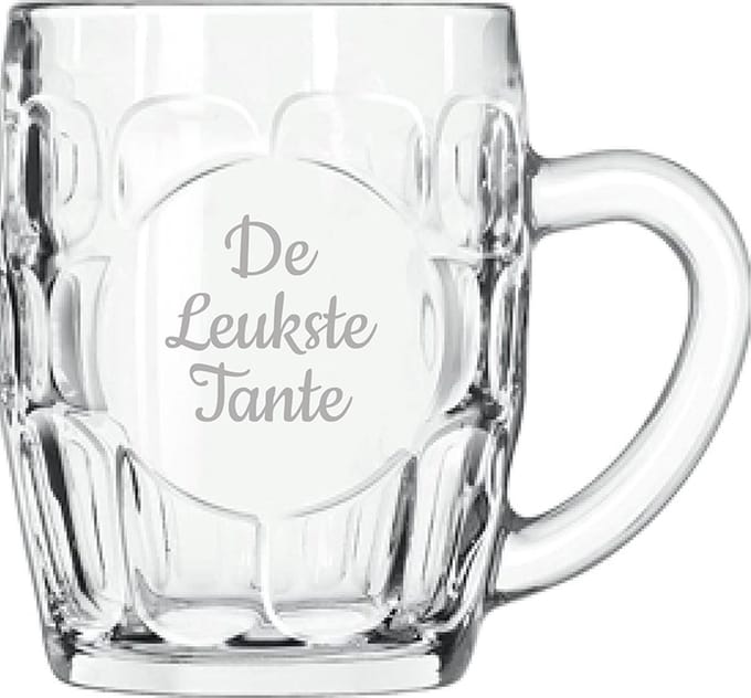 Gegraveerde Bierpul 55cl De Leukste Tante