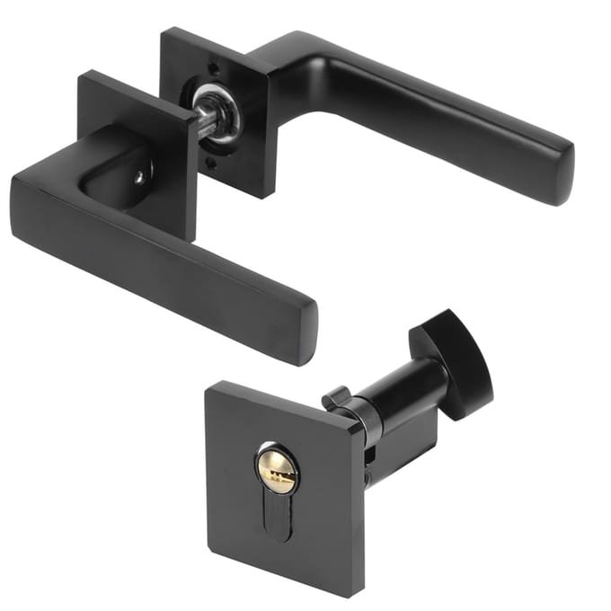 Verstelbare Eenvoudige Zwarte Cilinderhandgreepset Sleutelvergrendelende Deurklink Accessoire black