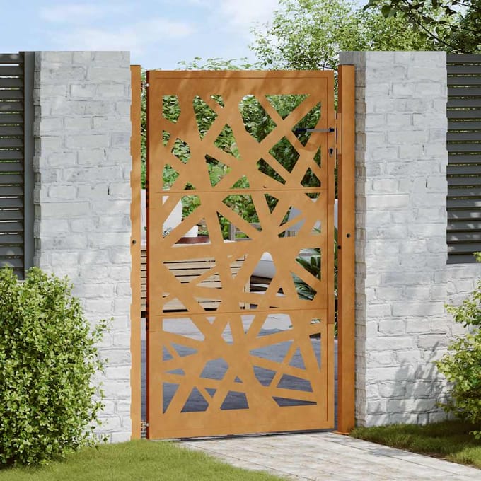 vidaXL - Poort - met - lichtontwerp - 100x150 - cm - weervast - staal