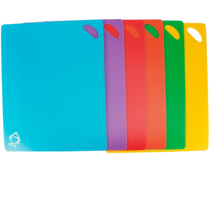 6-delige set Snijplank Hakplanken Flexibel Antislip Groente Vlees Gereedschap Matten Keukengadgets red