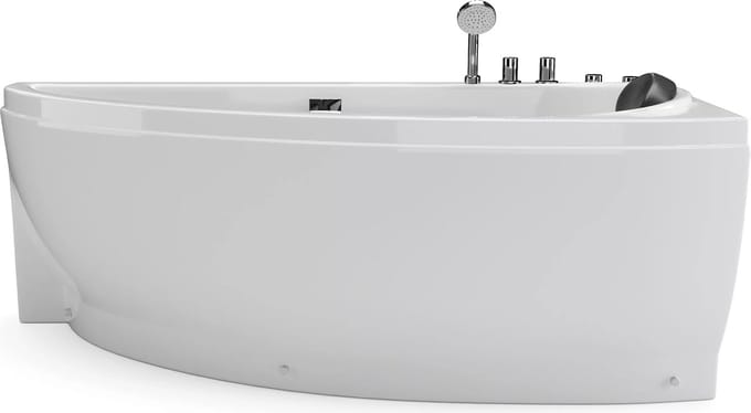 Vente-unique Wit asymmetrisch bubbelbad - 1 plaats - 160 x 75 cm - Hoek rechts - TABANA