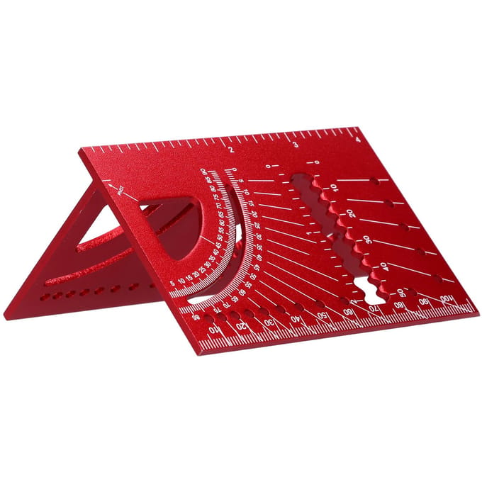 Houtbewerkingsvierkant Maat Meetliniaal Aluminiumlegering 3D Verstek 45 90 Graden Hoekmeetinstrument red