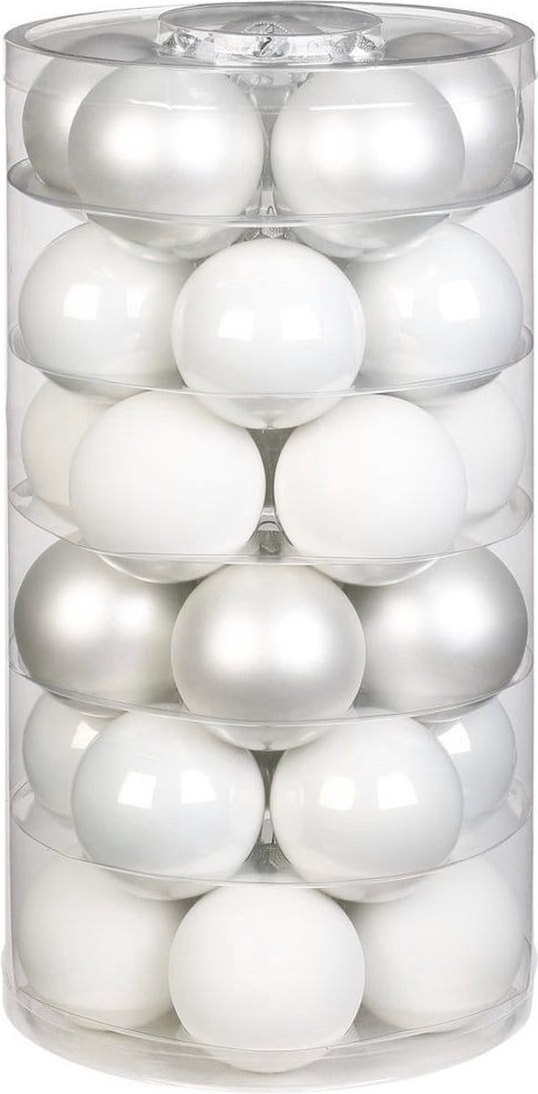 Inge Christmas Kerstballen - 30x st - wit - D6 cm - glas - mat/glans - kerstversiering