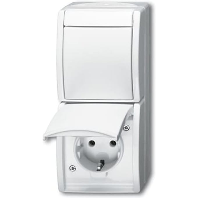 Busch-Jaeger 2601/6/20 EW-54 Ocean (opbouw) Schakel-/stopcontact combinatie spatwaterdicht Wit