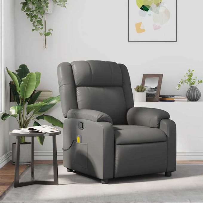 Vidaxl Klapbare Massagestoel, Grijs, Bekleed met Kunstleer