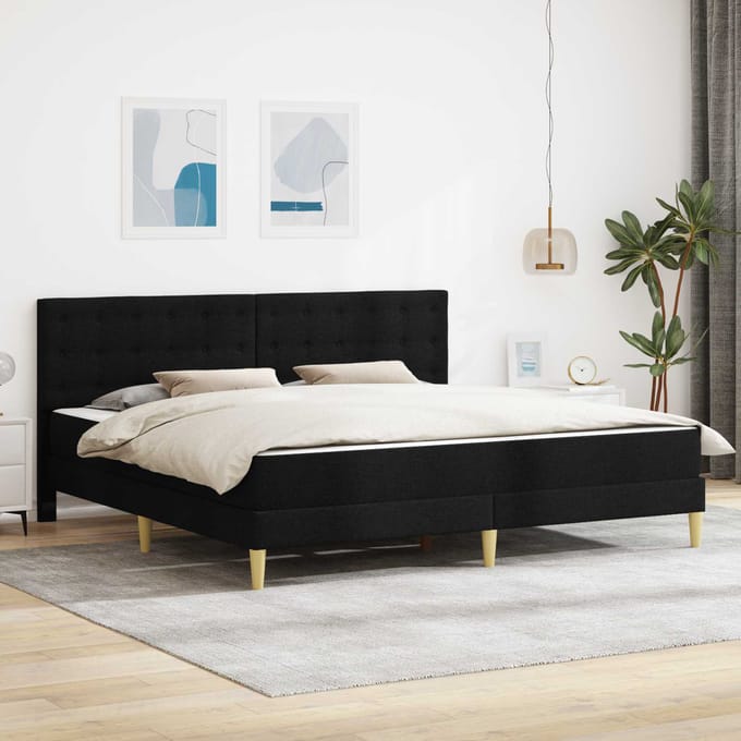 vidaXL - Bedframe - met - matras - Zwart - 200 - x - 200 - cm - Stof