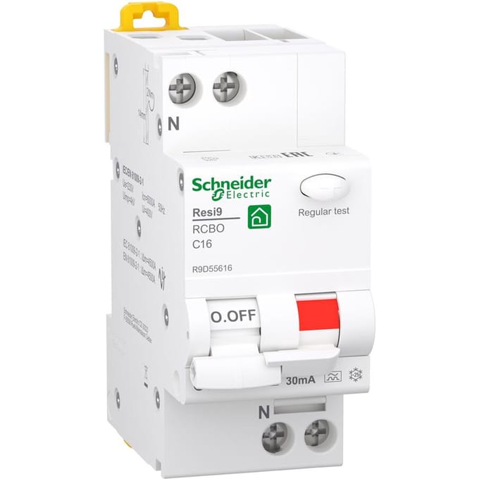 Schneider Electric Resi9 XP RCBO/combination switch 1PN C-characteristic 16A 6kA 30mA class A 36mm