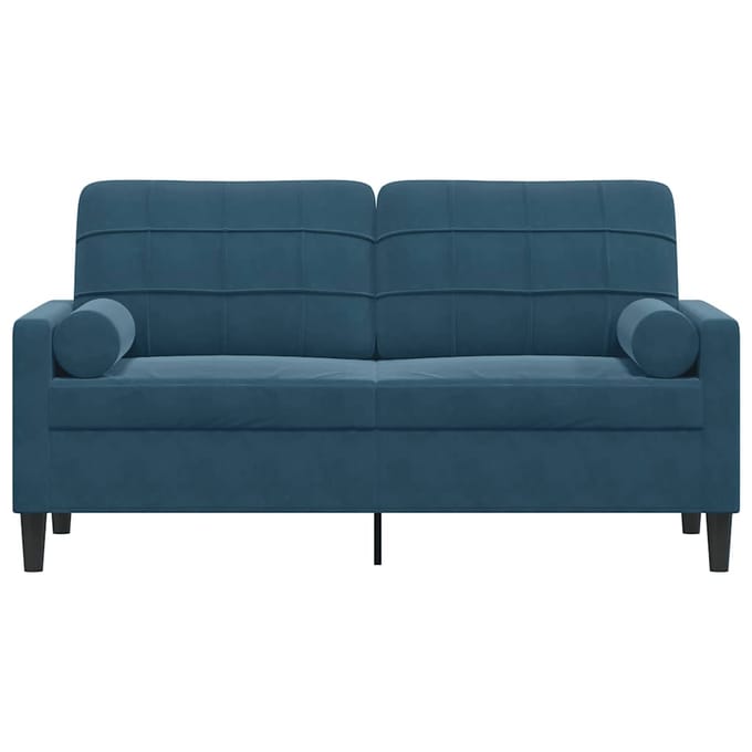 vidaXL - Tweezitsbank - met - sierkussens - 140 - cm - fluweel - blauw