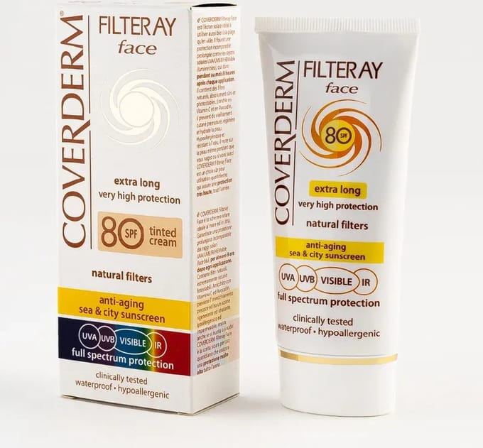 Coverderm Filteray Gezicht Getinte SPF 80 / Getinte Zonnecrème SPF 80 Licht Beige 50 ml