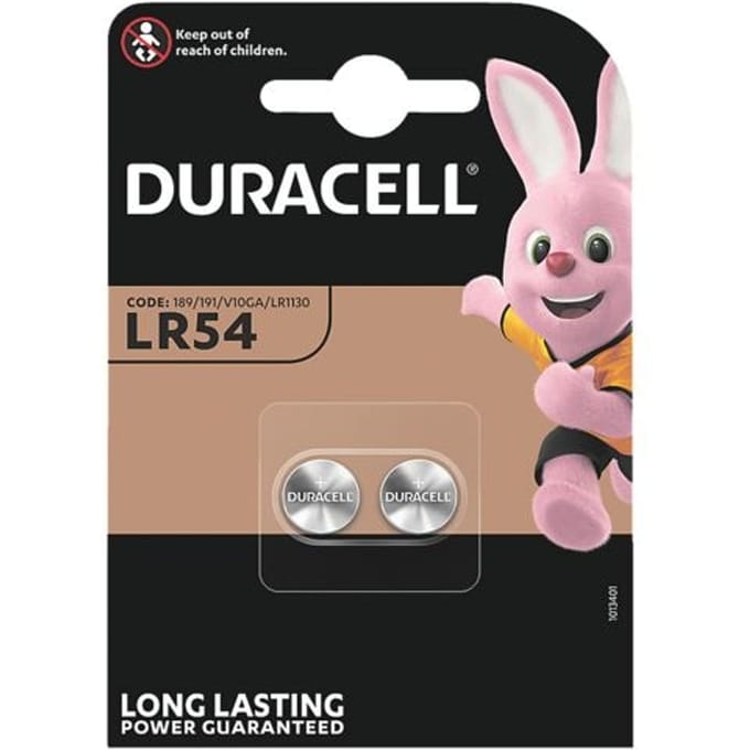 Alkalinebatterij Duracell LR54, knoopcel, 1,5 V, set van 2