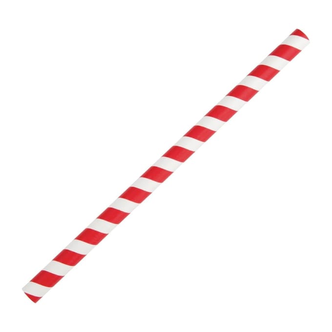 Fiesta composteerbare papieren smoothie rietjes rood gestreept 210mm (250 stuks)