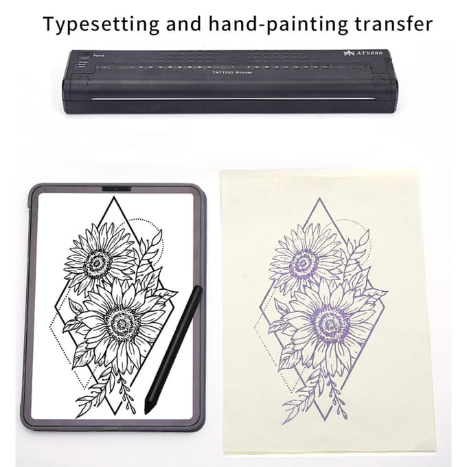 USB Tattoos Printer Thermische Tattoos Patroon Stencil Machine APP Eén-klik Afdrukken Compatibel met wit