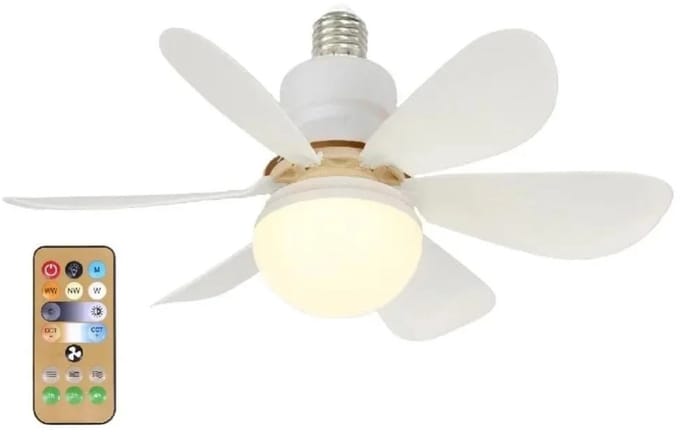 Pelor Plafondventilator met Verlichting E27 - LED Ventilatorlamp met Afstandsbediening - 3 Snelheden - 52 Inch - Wit