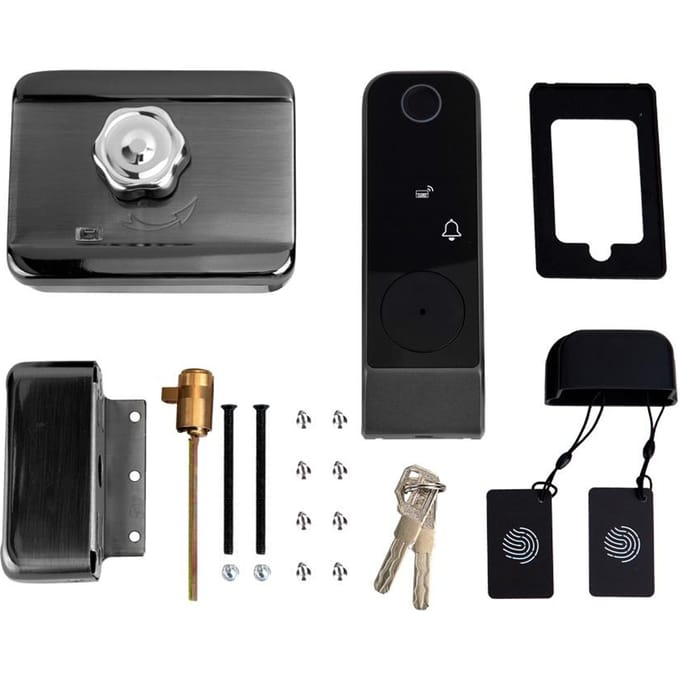 Serrure intelligente de porte d'entrée sans clé, antivol, mot de passe biométrique, serrure de porte avec application Tuya à distance noir