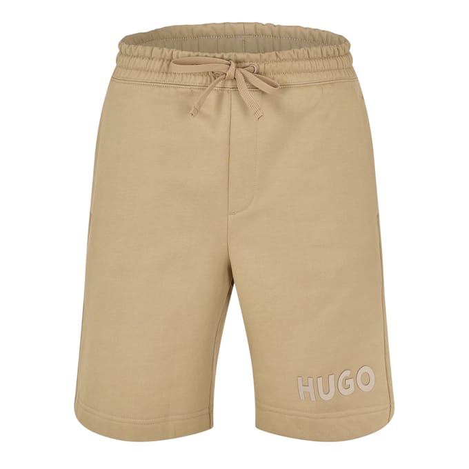 Hugo Heren Dinkoe katoenen sweatshorts met logo (Medium Bruin)