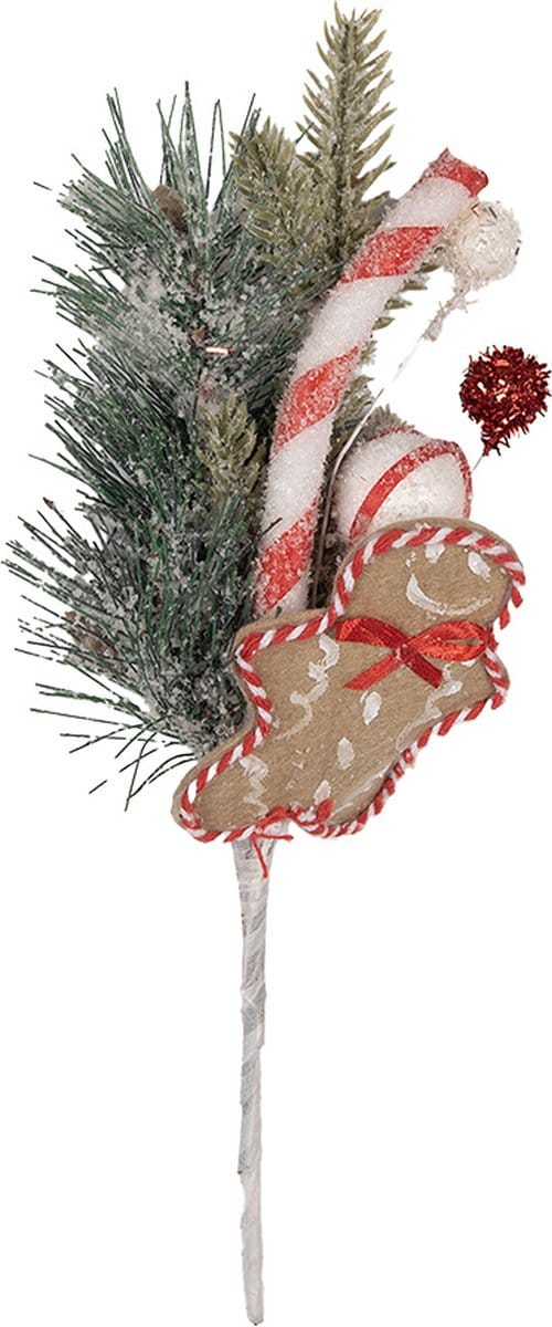Clayre & Eef Decoratie Tak 30 cm Groen Kunststof Gingerbread man