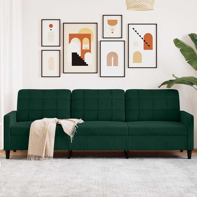 vidaXL - Driezitsbank - 210 - cm - fluweel - donkergroen