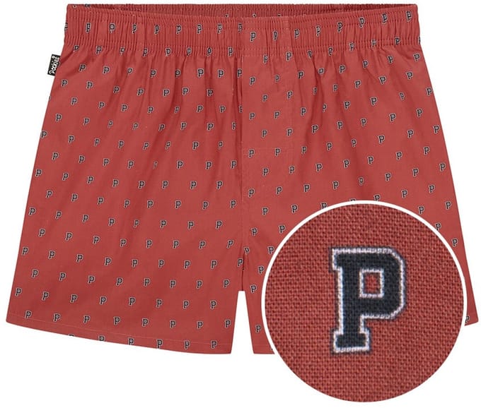 Pockies heren wijde boxershort allover p's rood