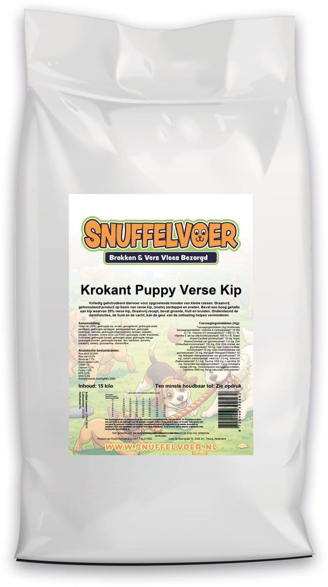 Krokant Puppy Verse Kip Graanvrij 15 kilo - Snuffelvoer